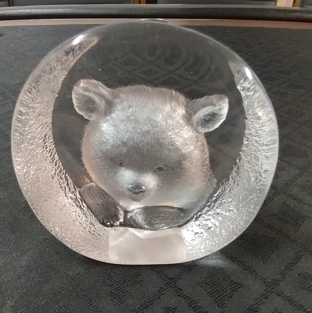 Mats Jonasson Crystal Bear Cub Sculpture